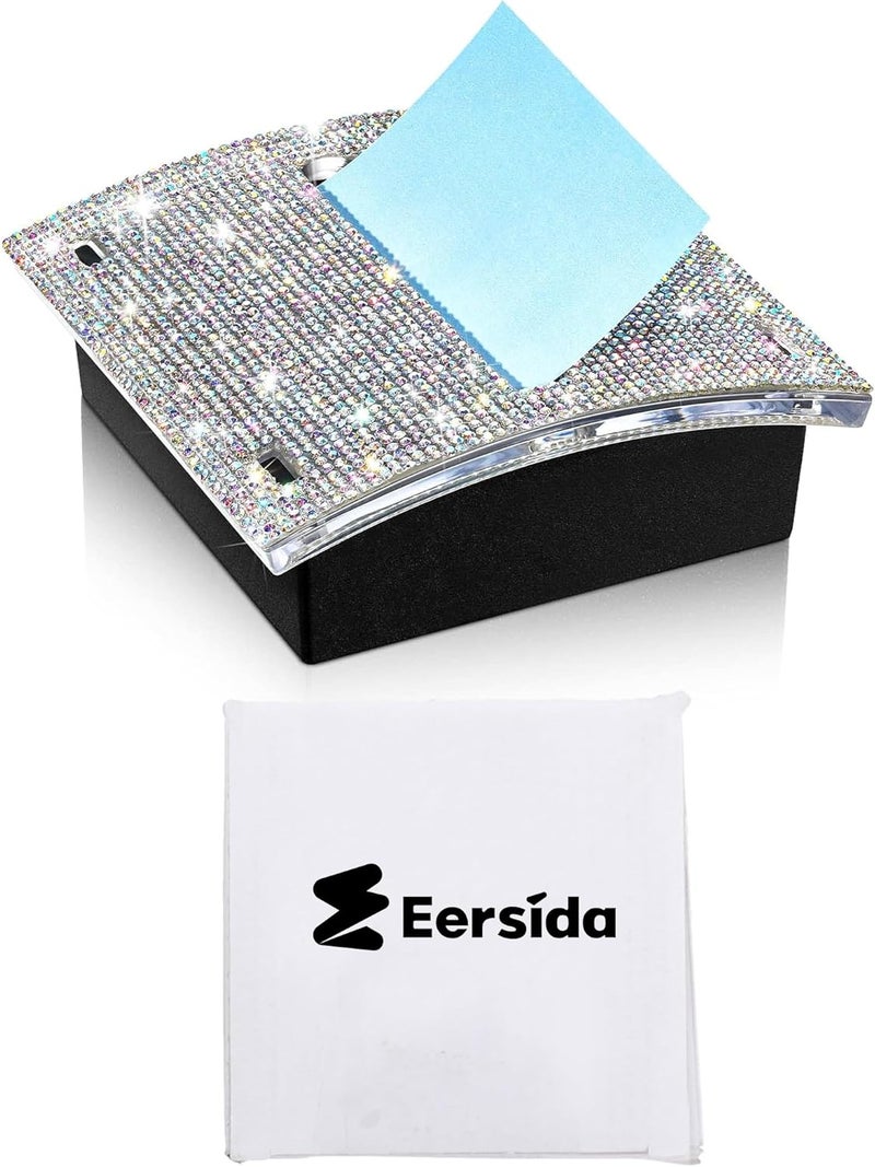 Eersida Rhinestone Self Stick Note Pad Holders 4 x 4 Inches Memo Sticky Dispenser Note Holder Sticky Dispenser for Christmas Office Employee Coworkers Gifts Home Desk Supplies(AB Color) - Image 2